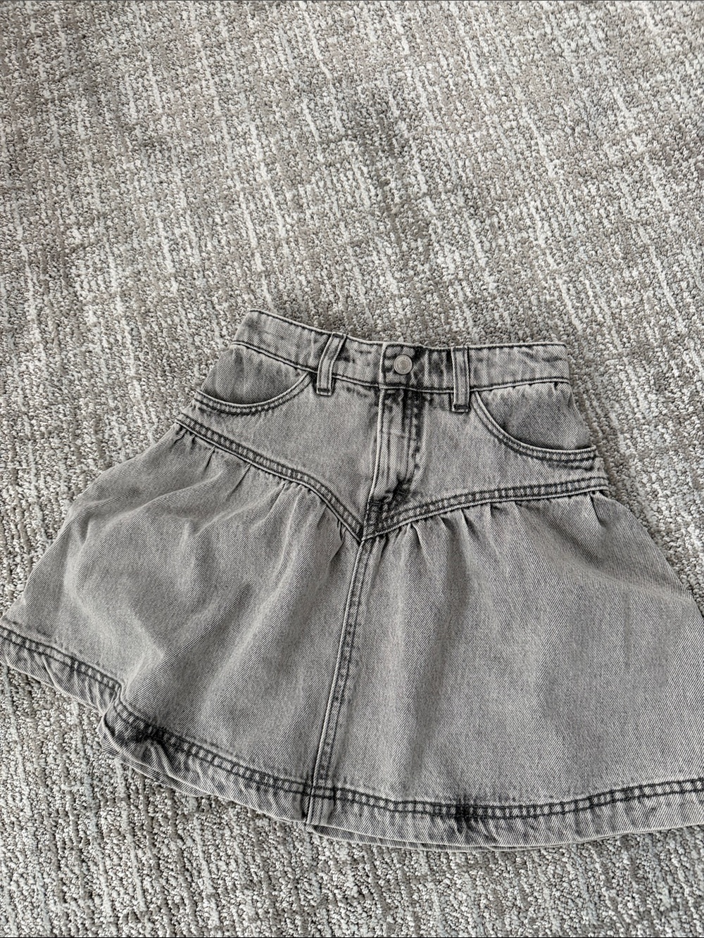 Girls' Gray Denim Flared Skirt